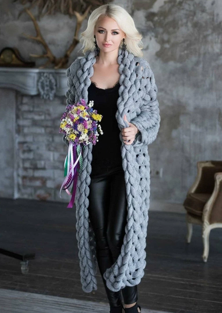 Ms. Meri Mak Jolie Knit Cardigan - Gray The Jolie Cardigan Store