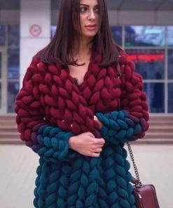 Ms. Meri Mak Jolie Knit Cardigan - Burgundy & Teal