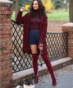 Ms. Meri Mak The Jolie Knit Cardigan - Burgundy The Jolie Cardigan Store