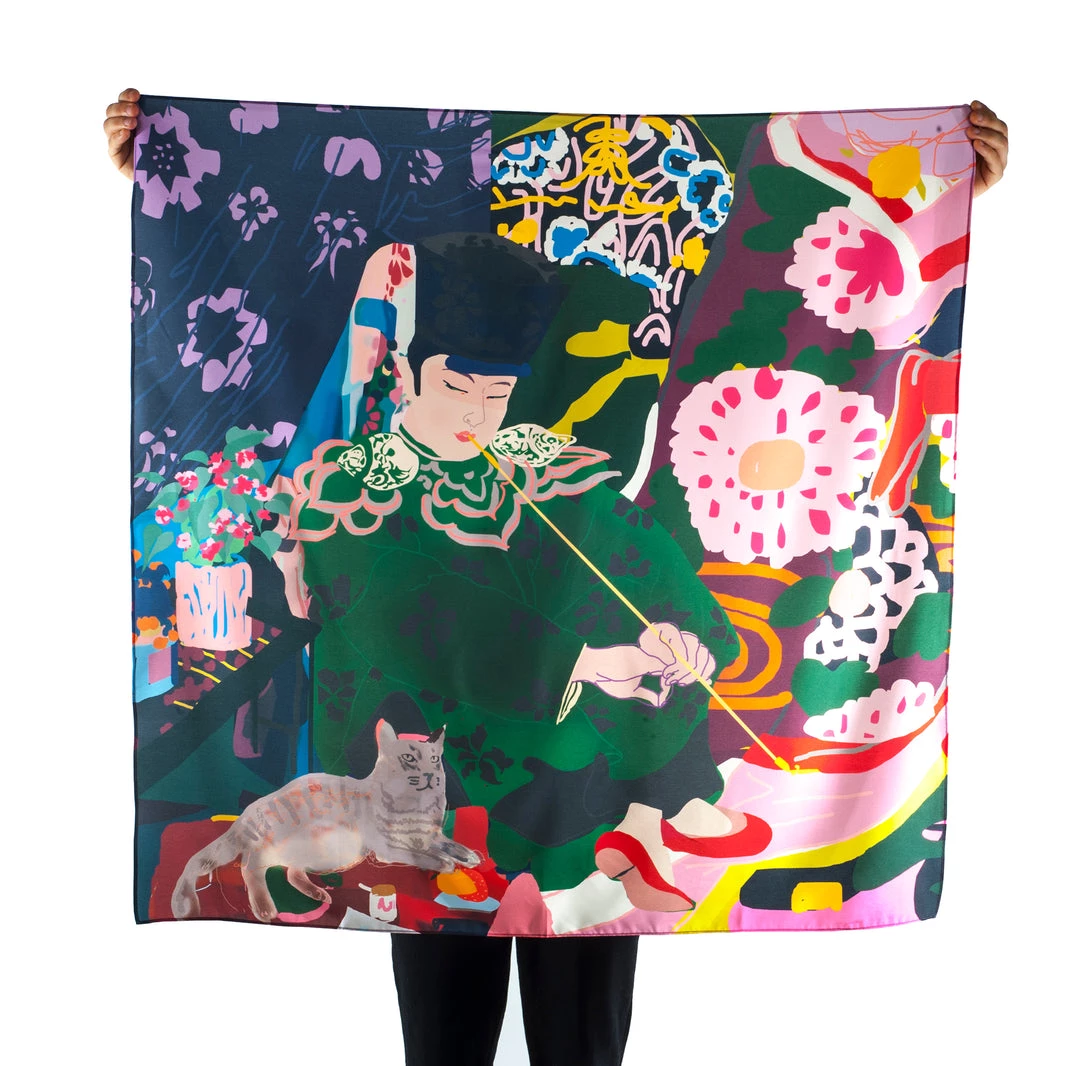 Silk Robes & Scarves Santiago Paredes: Blossom Portrait Silk Scarf