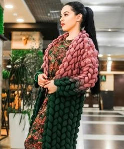 Ms. Meri Mak Jolie Knit Cardigan - Mauve & Green The Jolie Cardigan Store