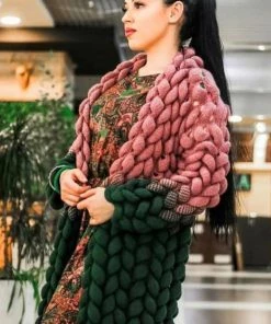 Ms. Meri Mak Jolie Knit Cardigan - Mauve & Green The Jolie Cardigan Store