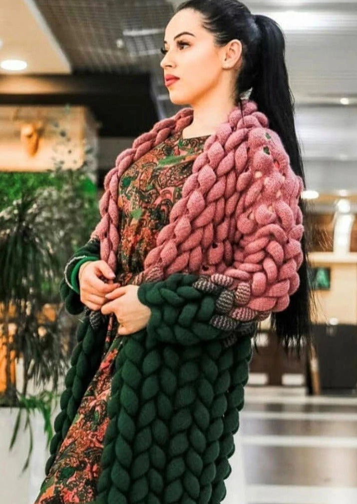 Ms. Meri Mak Jolie Knit Cardigan - Mauve & Green The Jolie Cardigan Store