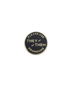 Gamut She / Her || They/Them Enamel Pronoun Pin: Black & Gold -Small Hand-Made Accessories