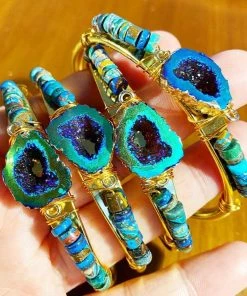 Druzy Crystal Cuff By Etymology Jewelry Hand-Made Accessories